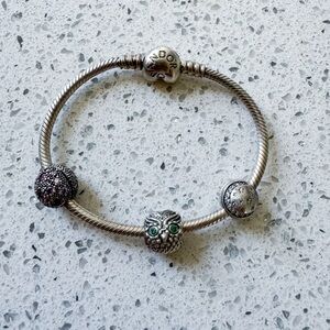 Authentic PANDORA Moment 925 Silver
Heart Charm Bracelet with charms